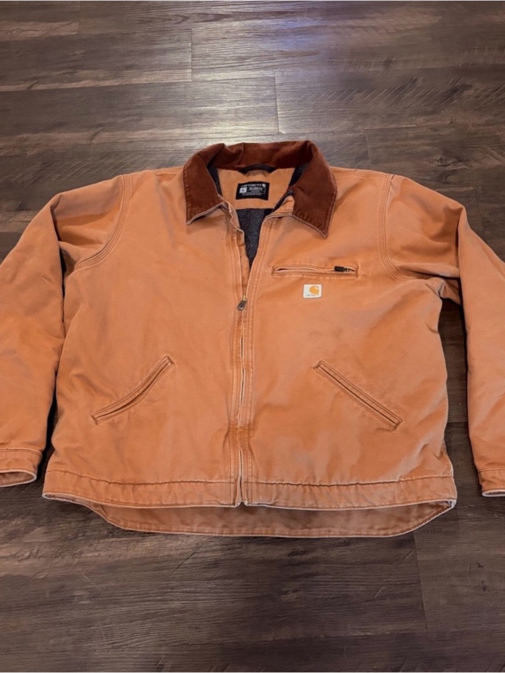 Carhartt Tan Duck Canvas Blanket Lined Detroit Style Mens Size XL Jacket